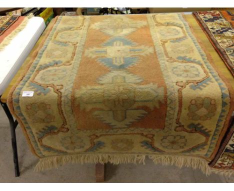 A vintage Milas Turkish wool rug. 135 x 80cm (1.08m&sup2;).