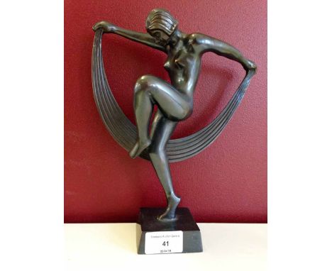 A bronze art deco lady figurine.
