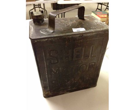 A vintage Shell Motor Spirit petrol can.