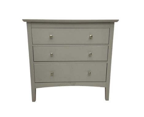 Marks &amp; Spencer Home - light grey three drawer chestDimensions: Height:&nbsp;82cm&nbsp; Length/Width:&nbsp;85cm&nbsp; Dep