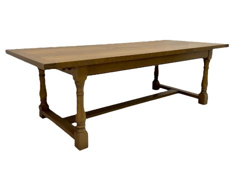 Rectangular solid light oak refectory dining table, with two additional leavesDimensions: Height:&nbsp;78cm&nbsp; Length/Widt