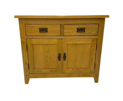 Light oak side cabinet, fitted with two drawers and two cupboardsDimensions: Height:&nbsp;83cm&nbsp; Length/Width:&nbsp;100cm