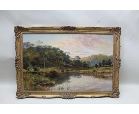 William Henry Mander (1850-1922) 'On the Severn, Evening', oil painting on canvas, signed, inscribed to reverse 'On the Sever