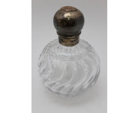 Sampson Mordan &amp; Co A late Victorian silver mounted glass scent bottle of grenade form, London 1887, 16cm high 