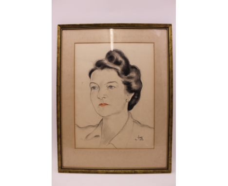 Sir Jacob Epstein KBE (1880-1959) Portrait drawing of a woman (may be one of Epsteins relatives), charcoal, pencil &amp; wate