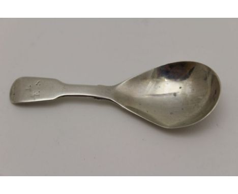 James Barber &amp; William Whitwell A York silver caddy spoon, fiddle form handle, monogrammed, York 1821, 11g 