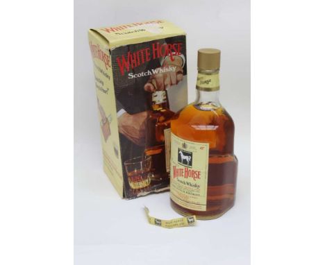 White Horse Scotch Whisky, numbered 6201410, 43% proof, large glass flagon in original box (French import) 