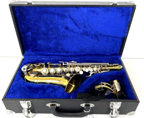 A soprano saxophone, in a fitted caseMouthpiece stamped CONDORHorn stamped Rin Dior 