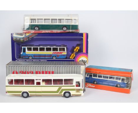 Tekno - Conrad - Siku - Norev - 4 x boxed bus models in several scales, Conrad # 420 Mercedes Benz O303, Norev Saviem Autobus