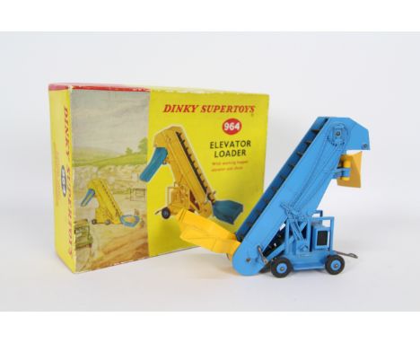 Dinky Toys - A boxed Dinky #964 Elevator Loader. The loader in blue with yellow chutes, blue hubs, black rubber elevator belt