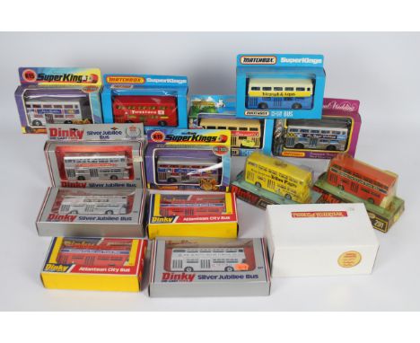 Dinky - Matchbox - 14 x boxed bus models including Dinky # 291 Leyland Atlantean in Kenning livery x 3, Matchbox # K-15 Berli