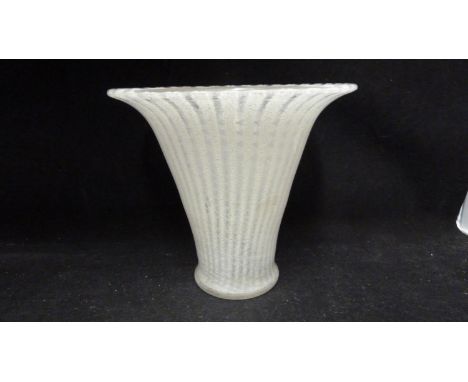 WMF - Ikora glass, a Shaum /foam trumpet vase, striped in white / grey, 15cm high approx