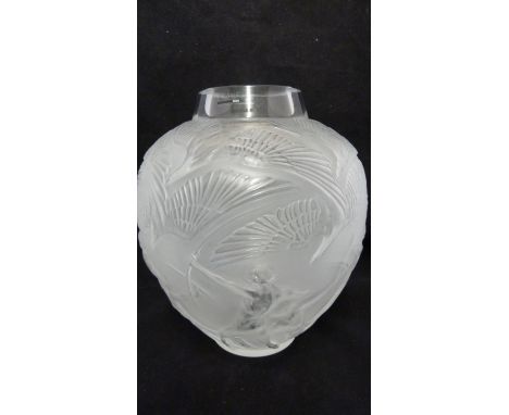 Lalique - an Archers pattern glass vase, modern, original box, papers and packaging, 26.5cm high **Original retail price was 