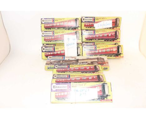 Large tray of Kitmaster items: part built motorised Beyer-Garratt loco LMS 7971, with 22 BR coaches: one un-made kit No.14, w