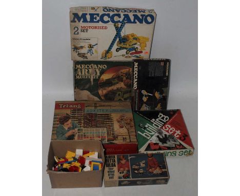 Meccano building sets x3 plus Spot on Arkitex set and 2x Airfix building sets and a box of used Lego as follows: Meccano set 