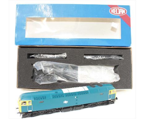 A Heljan model No. 47411 model of a Class 47/4 diesel locomotive finished in BR blue, housed in the original foam packed box 