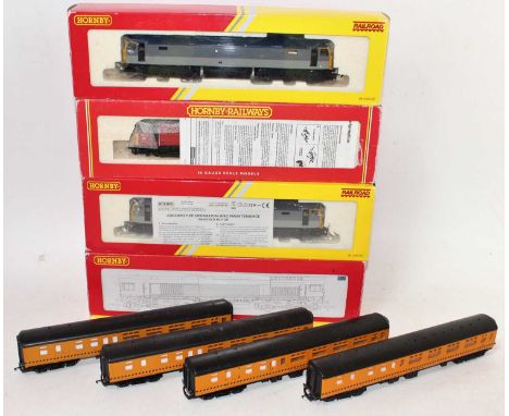 Four various boxed and incorrectly boxed Hornby diesel locomotives and rolling stock to include a Hornby rail express BoBo el