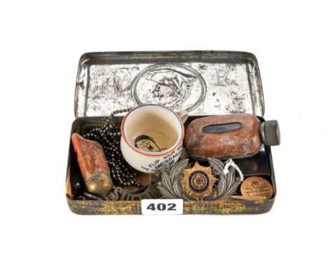 A QUEEN VICTORIA 1900 "SOUTH AFRICA TIN, A MINIATURE FIELDINGS JERRY NO1" NAZI CHAMBER POT, a 1914-18 Great War MEDAL awarded