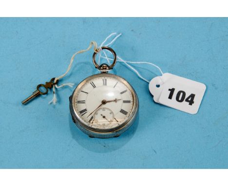 L R COHEN, WIDNES, A VICTORIAN SILVER KEYWIND OPEN FACE POCKET WATCH with white enamel dial and subsidiary seconds, Chester 1