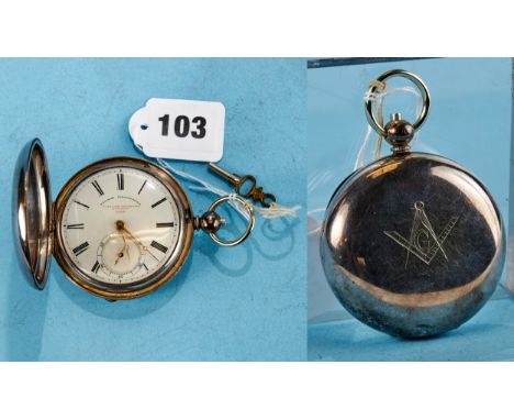 AN OVERSIZED VICTORIAN SILVER HUNTER CASED "RAILWAY TIMEKEEPER" POCKET WATCH by WM Beazley, London, white enamel dial with su