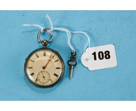 RICHARD FELL, LIVERPOOL, NO 2591, A VICTORIAN SILVER KEYWIND OPEN FACE POCKET WATCH, enamel dial with subsidiary seconds, Che