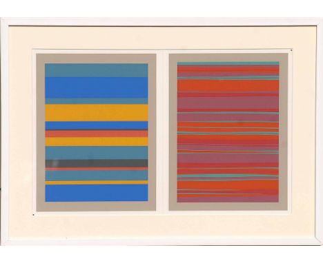 JOSEF ALBERS 'Stripes', silkscreen, Suite: Interaction of colours, 62cm x 44cm overall, framed and glazed.