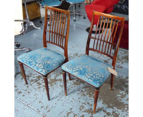 DINING CHAIRS, a set of ten, vintage Danish with later upholstery, 91cm H. (10)