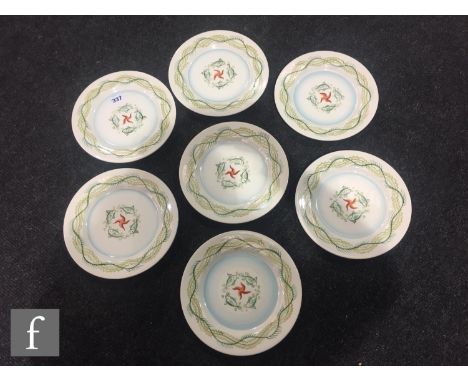A Clarice Cliff Art in Industry Marine pattern sandwich set comprising six plates painted with starfish and seaweed motifs in