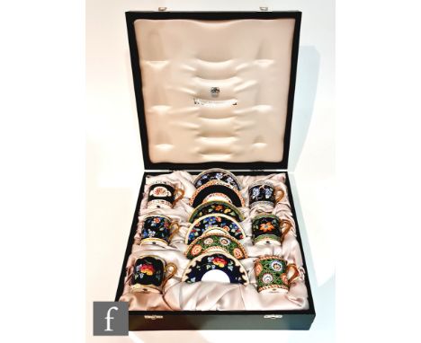 A boxed set of six later 20th Century Wedgwood coffee cups and saucers in patterns Soane, Luscombe, Sandridge, Pennethorn, Br