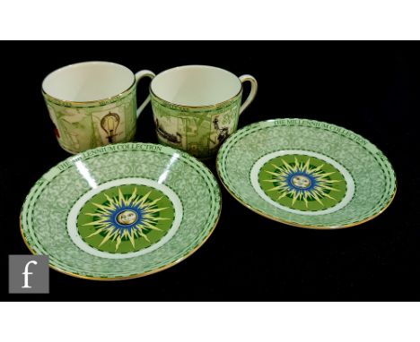 A boxed set of two Wedgwood Millennium Collection cups and saucers decorated with historical events of the 19th Century, agai