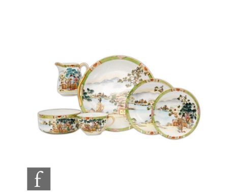 An early 20th Century Noritake part tea set comprising twelve teacups, twelve saucers, twelve side plates, two cake plates, a