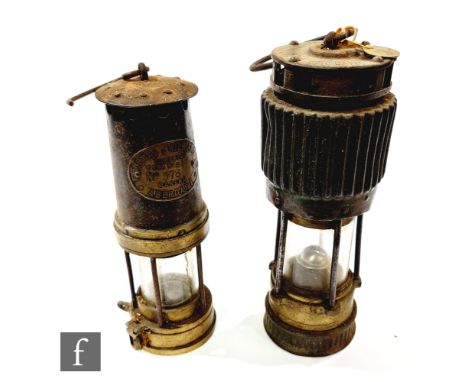 A Hailwood's Patent Type ADC No 4 miner's safety lamp, stamped Hailwood &amp; Ackroyd Ltd, with brass plaque stamped Lamp 380