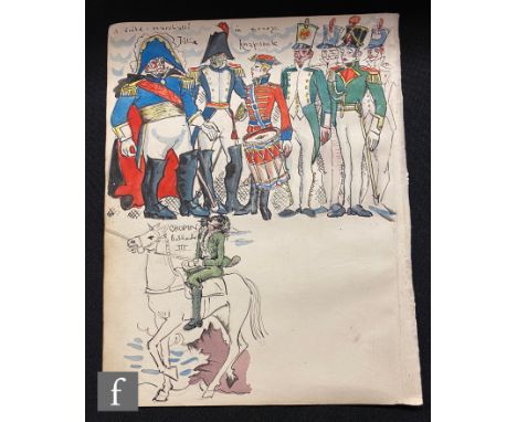 ALBERT WAINWRIGHT (1898-1943) - A study of Field Marshall and Officers with a drummer boy, also a sketch of a young man ridin