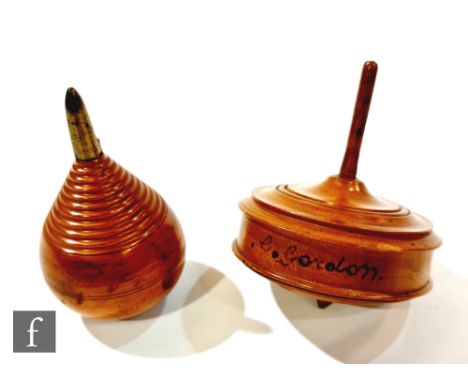 A late 19th century boxwood spinning top of stepped circular form inscribed G.Gordon, (possibly General Gordon of Khartoum), 