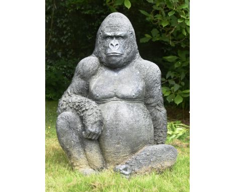 Former Bristol Zoo Gardens - a lifesize 1/1 scale donations / money box in the form of a sitting Gorilla. Fibreglass construc