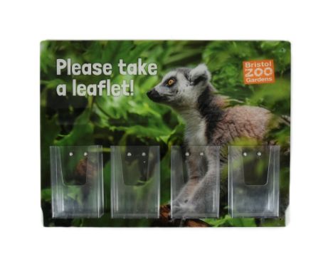 Former Bristol Zoo Gardens - an original 'Please Take A Leaflet' lemur themed shop display sign from the entrance at Bristol 