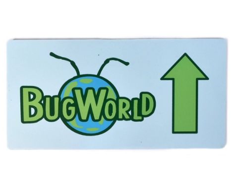 Former Bristol Zoo Gardens - an original Bug World directional sign, as displayed at Bristol Zoo Gardens. Featuring the Bug W
