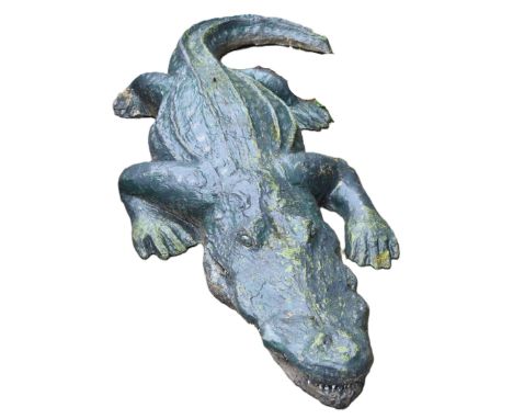 Former Bristol Zoo Gardens - a large life-size 1/1 scale statue / model of a Crocodile. Fibreglass construction, weighted for