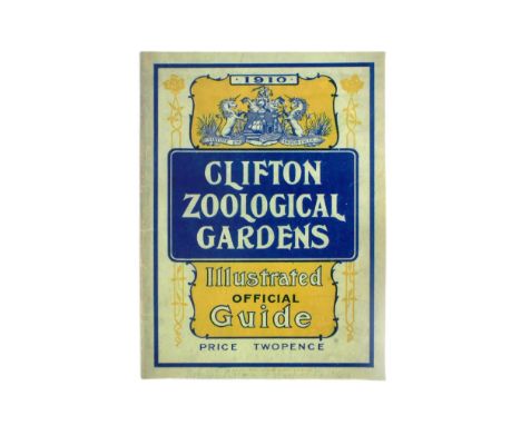 Former Bristol Zoo Gardens - '1910 Clifton Zoological Gardens Illustrated Official Guide' enlarged wall sign. Printed on foam