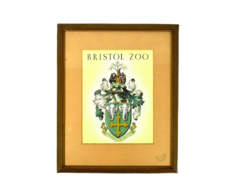 Former Bristol Zoo Gardens - an original vintage c1954 hand painted Bristol Zoo coat of arms, believed to be one of the origi