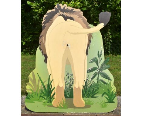 Former Bristol Zoo Gardens - the original wooden frontage from the 'See How Lion's Mark Their Territory' interactive feature.