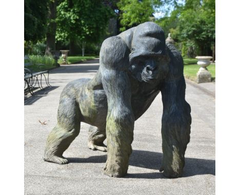 Former Bristol Zoo Gardens - a 1/1 scale custom-made life-size fibreglass statue of a Gorilla. Modelled in a standing pose on