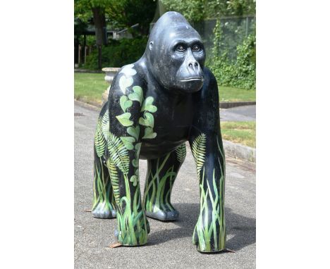 Former Bristol Zoo Gardens - WOW! Gorillas - (2011 Art Trail) - Rafiki (No.62) - an original full scale statue from the 2011 