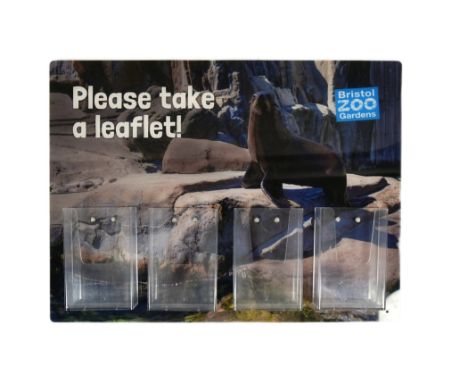 Former Bristol Zoo Gardens - an original 'Please Take A Leaflet' seal themed shop display sign from the entrance at Bristol Z