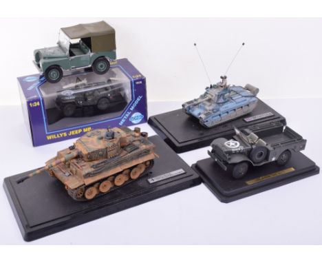 Forces Of Valour, two unboxed models, German Tiger I Tank and  UK Infantry Tank Mark II, both on plastic stands, plus two Gon