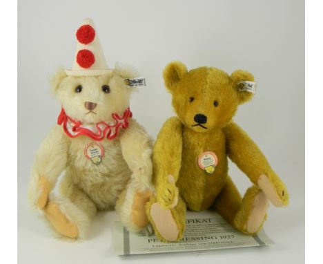 Two (W.German) Steiff Limited Editions Teddy Clown and Petsy 1927, Teddy Clown 41cm, 0170/32 white tag, 03126 of 10000, boxed