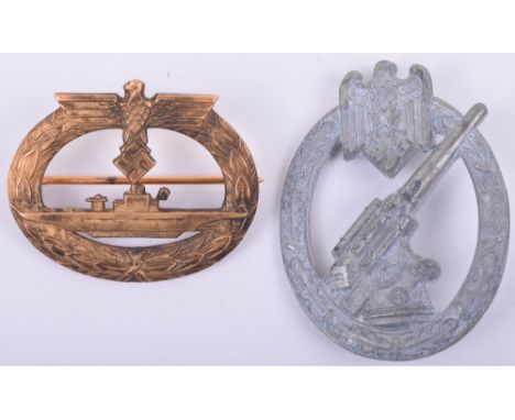 WW2 German Kriegsmarine (Navy) U-Boat War Badge, with FO makers mark to the reverse. Complete with pin and catch fixing to th