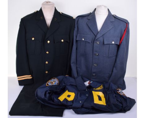 Two Jackets and Uniform, one BBC blue jacket complete with buttons with makers label, in good condition and other jacket/coat