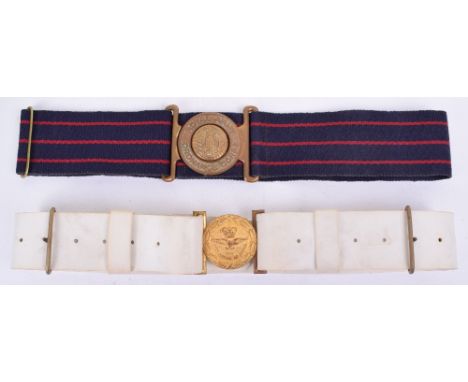 EIIR Royal Air Force Officers Dress Waist Belt & Waist Belt Clasp, gilt metal circular buckle with crown over eagle and motto