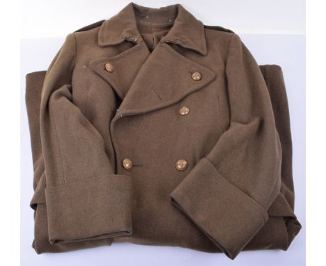British Army Officers Wiltshire Regiment Great Coat, complete with Wiltshire brass buttons ,but missing one to set and makers